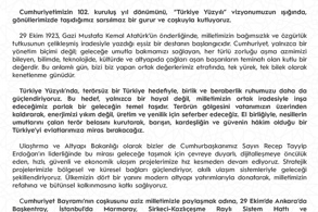 ULAŞTIRMA VE ALTYAPI BAKANI URALOĞLU’NUN CUMHURİYET BAYRAMI MESAJI