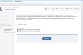 TARİFE KARŞILAŞTIRMA SİSTEMİ E-DEVLET'TE