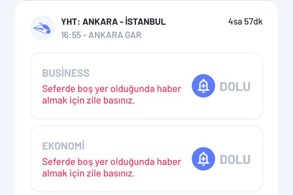 BİLET BULAMAYAN YOLCU “YER AÇILDI” BİLDİRİMİYLE HABERDAR OLACAK
