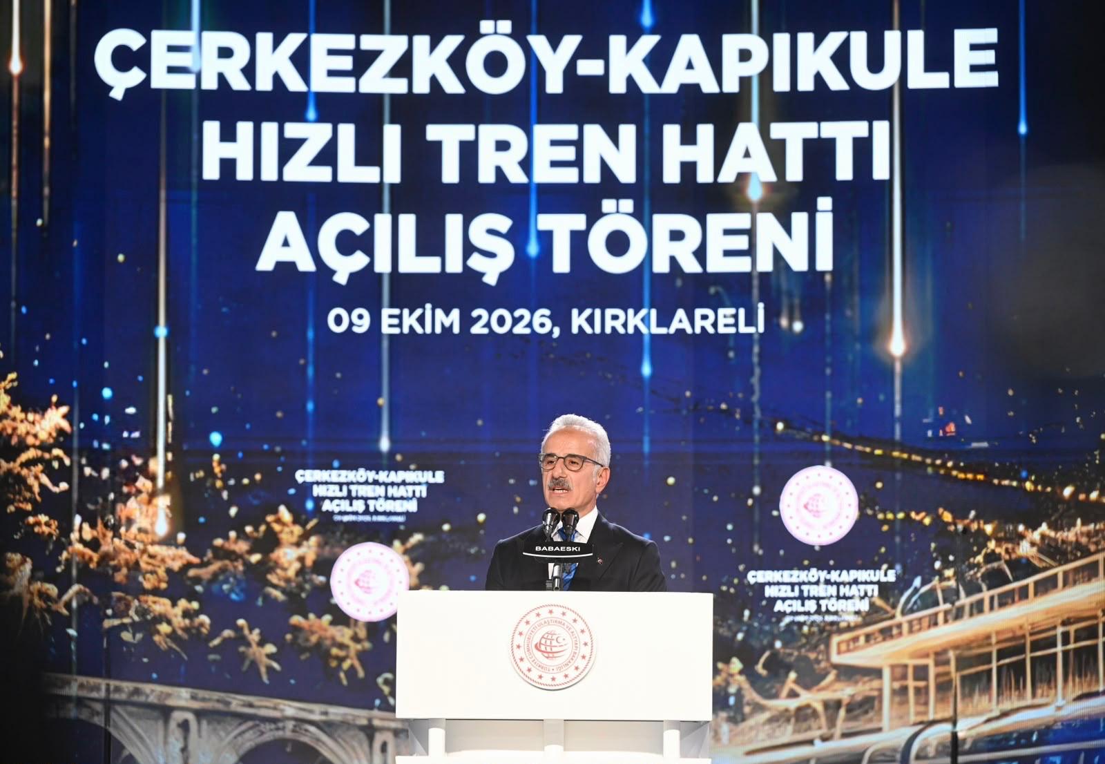 ÇERKEZKÖY–KAPIKULE HIZLI DEMİRYOLU HATTI'NDA YOLCULUK BAŞLADI