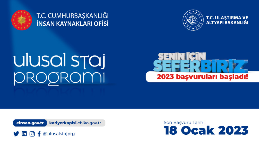 Ulusal Staj Programı 2023 Yılı Başvuruları Başladı - Duyurular - T.C.  Ulaştırma ve Altyapı Bakanlığı