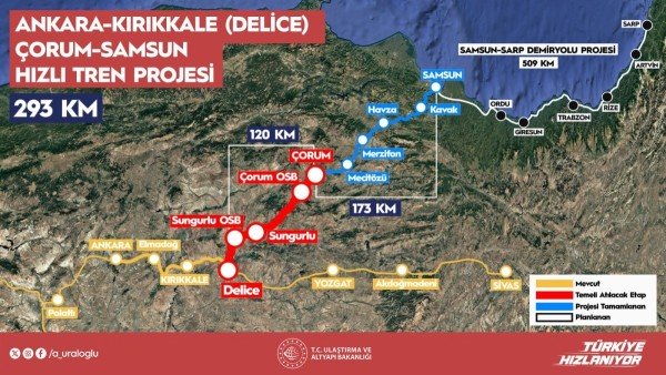 ANKARA-SAMSUN ARASI 2,5 SAATE DÜŞECEK